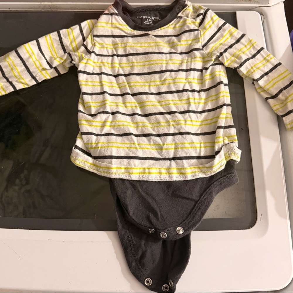 Cherokee Striped Bodysuit - Yellow, Gray, White